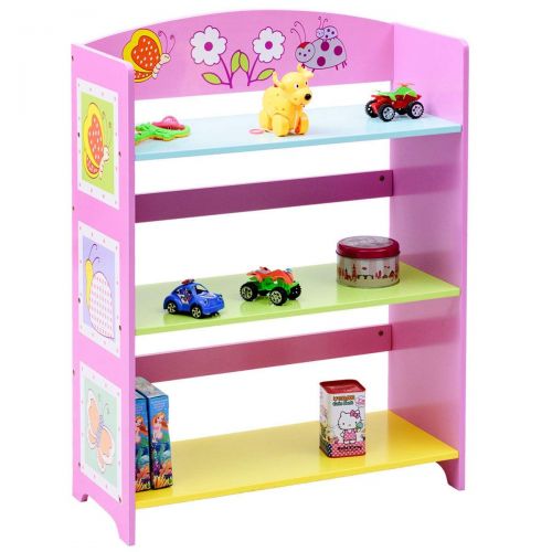  EnjoyShop Kids Adorable Corner Adjustable Bookshelf with 3 Shelves Wood Storage Book Furniture Wide
