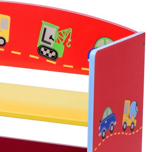  EnjoyShop Kids 3-Tier Adorable Corner Cars Book Bookshelf Storage Wood Shelving Adjustable Furniture