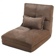 EnjoyShop Fold Down Chair Flip Out Lounger w/Pillow Suitable for Video Gaming, Reading a Book, Watching Movie, Sleeping