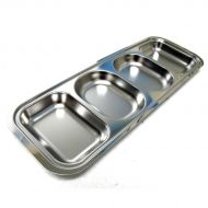 Enjoyingbuy 4 Divided Stainless Steel Kids Snack Tray Food Tray Diet Portion Control Plate