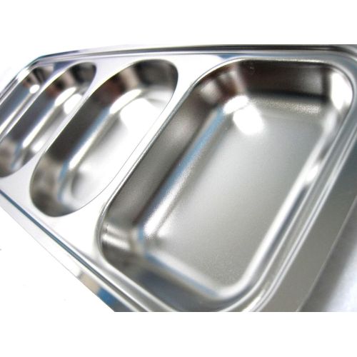  Enjoyingbuy 4 Divided Stainless Steel Kids Snack Tray Food Tray Diet Portion Control Plate