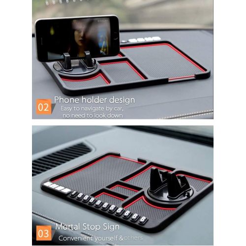 [아마존베스트]Enjoystore Cell Pads Non-Stick Anti-Slide Dash Cell Phone Bracket Mat Car Dashboard Sticky Pad Adhesive Anti Mat for Mobile Phone/ Electronic Gadgets GPS (5.11 × 2.76, 4 PCS Black)