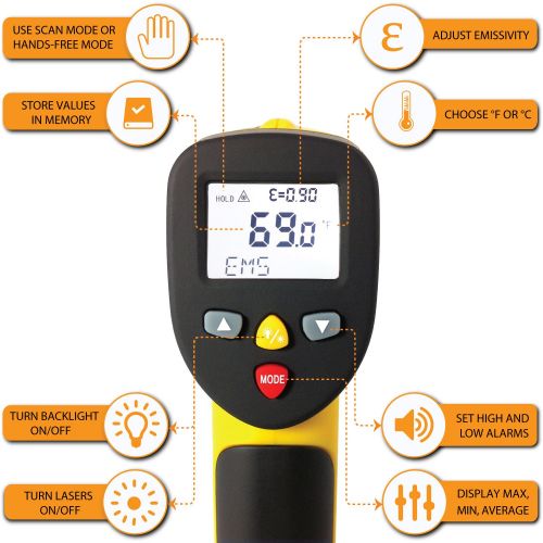  EnnoLogic Temperature Gun by ennoLogic - Accurate High Temperature Dual Laser Infrared Thermometer -58°F to 1922°F - Digital Surface IR Thermometer eT1050D