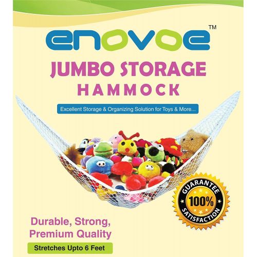  Enovoe Stuffed Animal Toy Hammock - Best for keeping rooms clean, organized and clutter-free - Comes with BONUS FREE E-Book, Toy Organizer Storage Net is Durable and Easy to Install