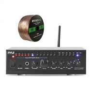 Pyle Home PTAUWIFI46 WiFi Bluetooth Theater Audio Component Amplifier Receiver, Enrock Audio Spool of 100 Foot 16-Gauge Speaker Wire (No Speakers), Black, PTAUWIFI46-EB16G100FT-CCA