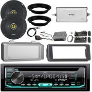 Enrock Motorcycle Bundle JVC KDR690S CD Receiver Bundle2 Kicker 6.5 Speaker + Motorcycle Speaker Adapters + Amplifier + Dash Kit WRadio Cover + Handle Bar Conrol for 98-2013 Harley Davidson + Enrock Ante