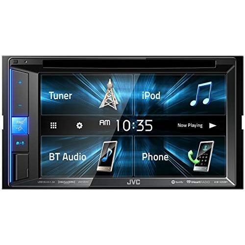  EnrockVideoBundle JVC KWV120BT 6.2 LCD Bluetooth CD DVD Car Stereo Receiver Bundle Combo W License Plate Mount Backup Camera + Dash Installation Kit For Most GM Vehicles + Enrock 22 AMFM Radio Ant