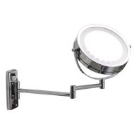 Enshey Wall Mount LED Lighted Dual Sided Wall Makeup Mirror Equipped Metal Round Wall Mirror,...