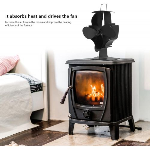  Entatial Stove Fan, Aluminum Quiet Operation Heat Powered Fireplace Fan 4 Blades for Wood Log Burning Stove for Home for Living Room