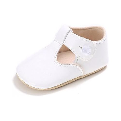  Enteer Baby Girls Retro Leather Button Mary Jane Shoes