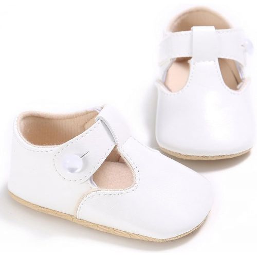  Enteer Baby Girls Retro Leather Button Mary Jane Shoes