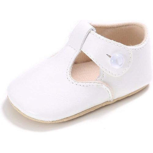  Enteer Baby Girls Retro Leather Button Mary Jane Shoes