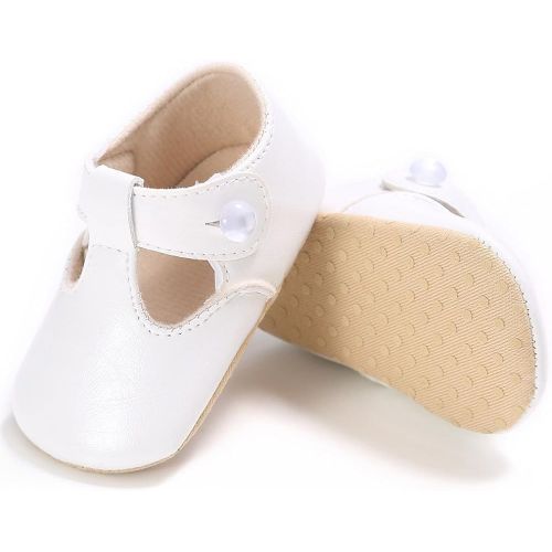  Enteer Baby Girls Retro Leather Button Mary Jane Shoes