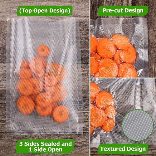 Entrige Vacuum Sealer Bags for Food, 8 X 12 Inches Pre-cut Food Saver Bags Rolls, BPA-Free Vacuum Food Storage Bags for Sous Vide Vac Seal, Commercial Grade, Embossed Seal A Meal B