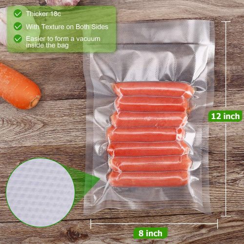  Entrige Vacuum Sealer Bags for Food, 8 X 12 Inches Pre-cut Food Saver Bags Rolls, BPA-Free Vacuum Food Storage Bags for Sous Vide Vac Seal, Commercial Grade, Embossed Seal A Meal B