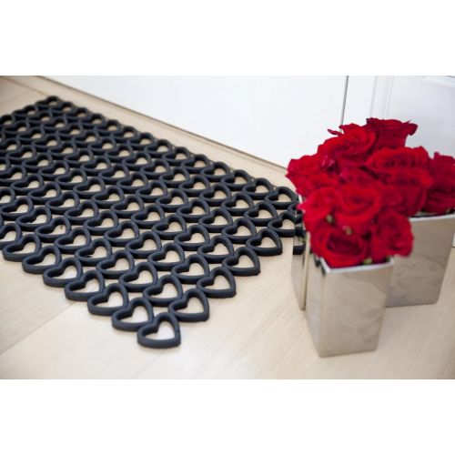  Entryways Hearts Recycled Rubber and Natural Latex Doormat, 16 X 28 X .50