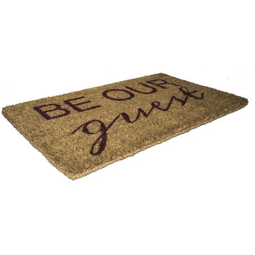  Entryways Be Our Guest , Hand-Stenciled, All-Natural Coconut Fiber Coir Doormat 18 X 30 x .75