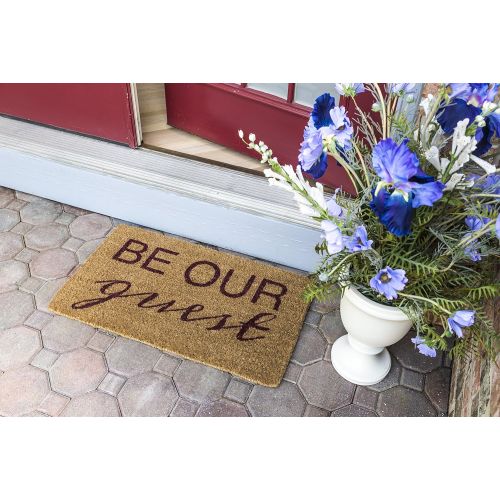  Entryways Be Our Guest , Hand-Stenciled, All-Natural Coconut Fiber Coir Doormat 18 X 30 x .75