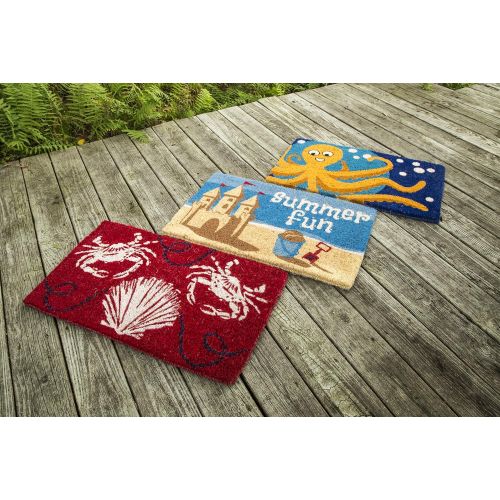  Entryways Sand Crabs , Hand-Stenciled, All-Natural Coconut Fiber Coir Doormat 18 X 30 x .75