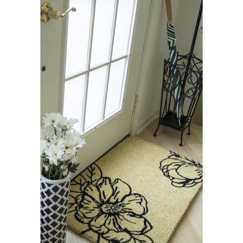  Entryways Magnolia, Hand-Stenciled, All-Natural Coconut Fiber Coir Doormat 22 X 35 x .75