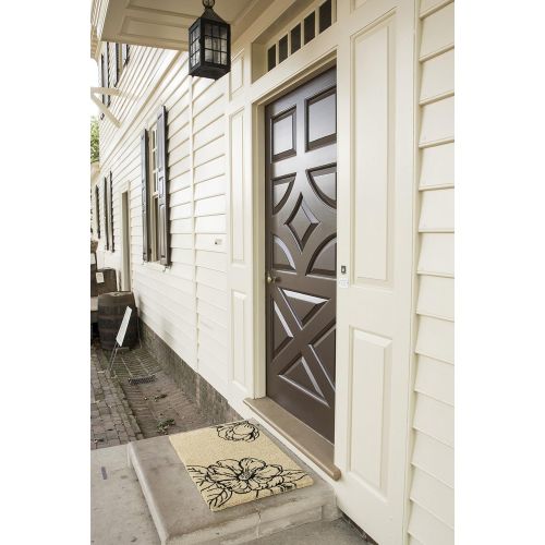  Entryways Magnolia, Hand-Stenciled, All-Natural Coconut Fiber Coir Doormat 22 X 35 x .75