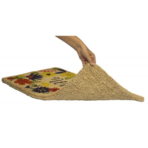  Entryways Solstice Handmade, Hand-Stenciled, All-Natural Coconut Fiber Coir Doormat, 18” X 30” X .75”