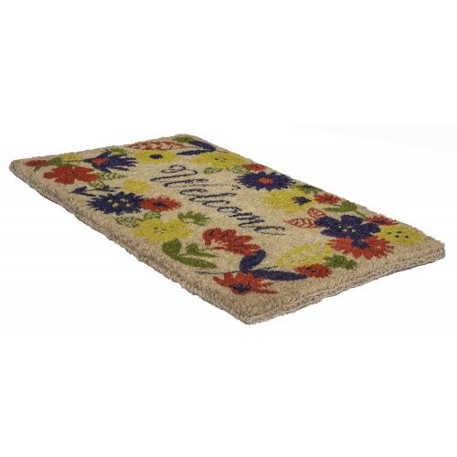  Entryways Solstice Handmade, Hand-Stenciled, All-Natural Coconut Fiber Coir Doormat, 18” X 30” X .75”