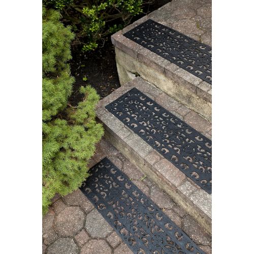  Entryways Fleur Di LYS, Set of 3 Stair Tread Recycled Rubber and Natural Latex Doormat 9 X 30 X .25 (3 Pack)