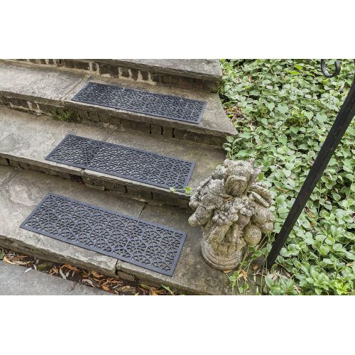  Entryways Hexagons, Set of 3 Natural Latex Non-Slip Stair Tread Recycled Rubber for Maximum Traction Step Mat 9 X 30 X .25 (3 Pack)