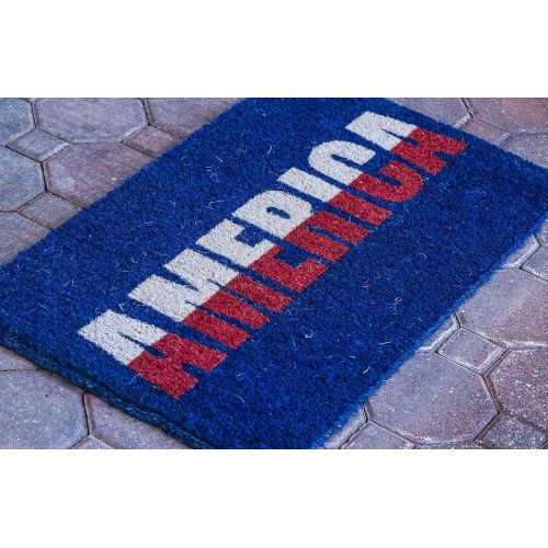  Entryways Americana Handmade, Hand-Stenciled, All-Natural Coconut Fiber Coir Doormat, 18” X 30” X .75”