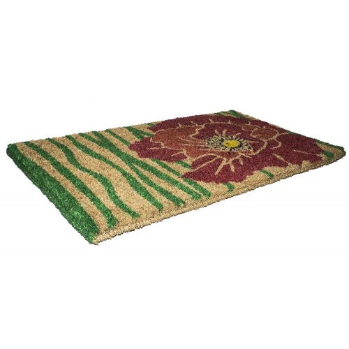  Entryways Bloom, Hand-Stenciled, All-Natural Coconut Fiber Coir Doormat 18 X 30 x .75