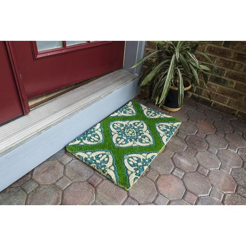  Entryways Medallions , Hand-Stenciled, All-Natural Coconut Fiber Coir Doormat 18 X 30 x .75