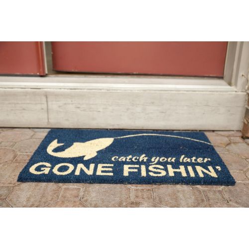  Entryways Gone Fishin,Coir with PVC Backing Doormat 17X 28X.5