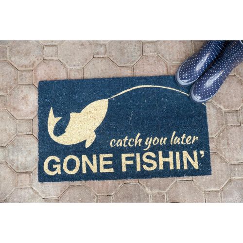  Entryways Gone Fishin,Coir with PVC Backing Doormat 17X 28X.5