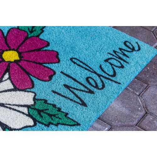  Entryways Floral Welcome, Coir with PVC Backing Doormat 17 X 28 X .5