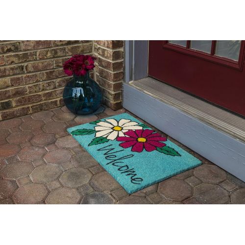  Entryways Floral Welcome, Coir with PVC Backing Doormat 17 X 28 X .5