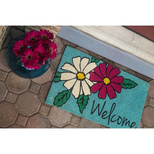  Entryways Floral Welcome, Coir with PVC Backing Doormat 17 X 28 X .5