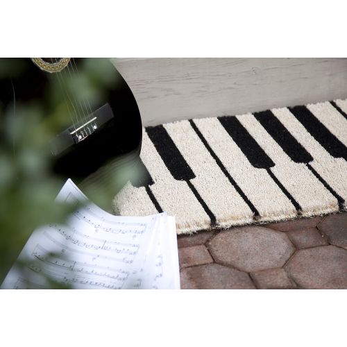  Entryways Piano Handmade, Hand-Stenciled, All-Natural Coconut Fiber Coir Doormat, 18 X 30 X .75