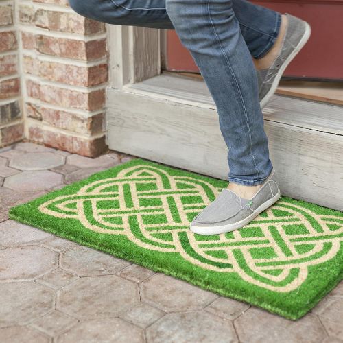  Entryways Celtic Handmade, Hand-Stenciled, All-Natural Coconut Fiber Coir Doormat 18 X 30 x .75