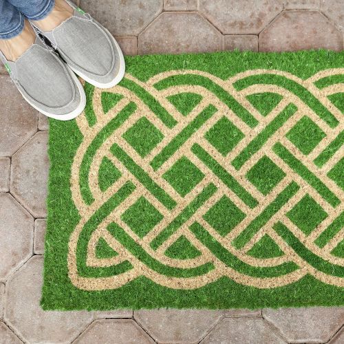  Entryways Celtic Handmade, Hand-Stenciled, All-Natural Coconut Fiber Coir Doormat 18 X 30 x .75