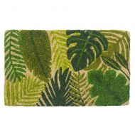 Entryways Tropical Leaves, Hand-Stenciled, All-Natural Coconut Fiber Coir Doormat, 18” X 30” X .75”