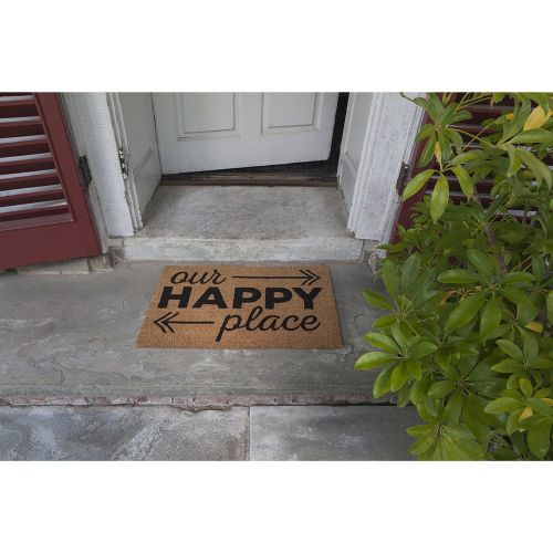  Entryways Happy Place,Coir with PVC Backing Doormat 17 X 28 X .5