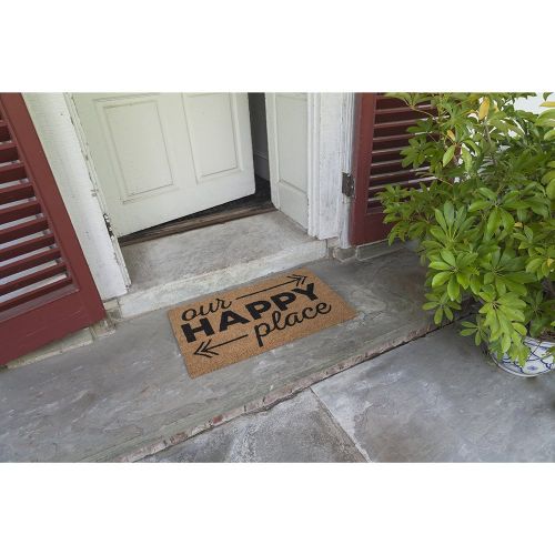  Entryways Happy Place,Coir with PVC Backing Doormat 17 X 28 X .5
