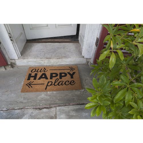  Entryways Happy Place,Coir with PVC Backing Doormat 17 X 28 X .5