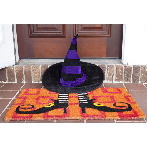  Entryways Wicked Witch Shoes Handmade, Hand-Stenciled, All-Natural Coconut Fiber Coir Doormat, 18” X 30” X .75”