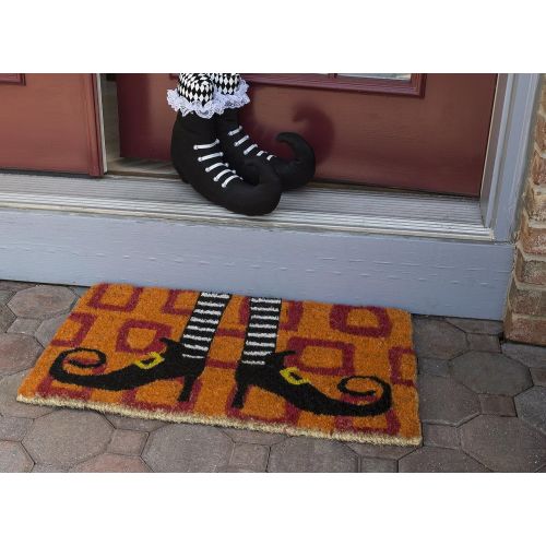  Entryways Wicked Witch Shoes Handmade, Hand-Stenciled, All-Natural Coconut Fiber Coir Doormat, 18” X 30” X .75”
