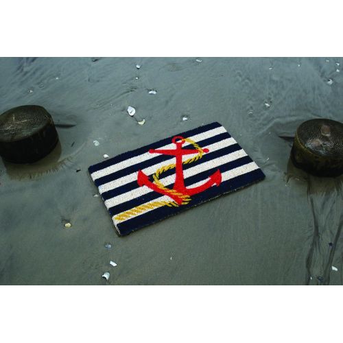  Entryways Hand Woven Anchor Coconut Fiber Doormat, 18 x 30