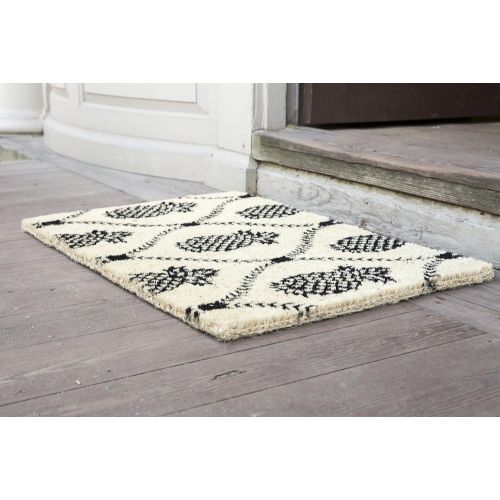  Entryways Pineapple, Hand-Stenciled, All-Natural Coconut Fiber Coir Doormat 22 X 35 x .75