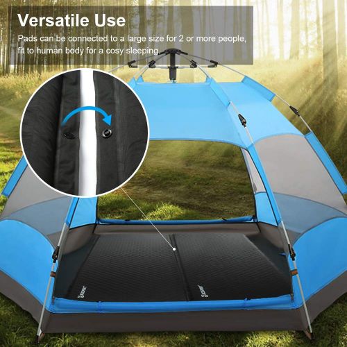  Envelope Bessport Self-Inflating Sleeping Pad 2 Thick Camping Pad Inflatable Foam Sleeping Mat for Camping, Hiking, and Traveling with Patch kit and 2 Carry Bags