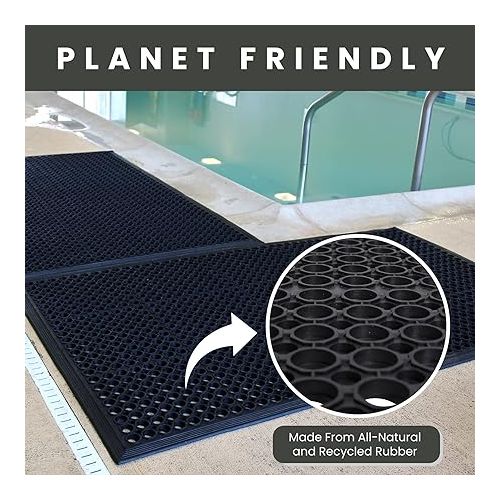  Envelor Anti Fatigue Rubber Floor Mat Non-Slip Restaurant Mat for Floors Bar Drainage Mat Doormat Utility Garage Home Slip Pool Entry 24 x 36 Inches